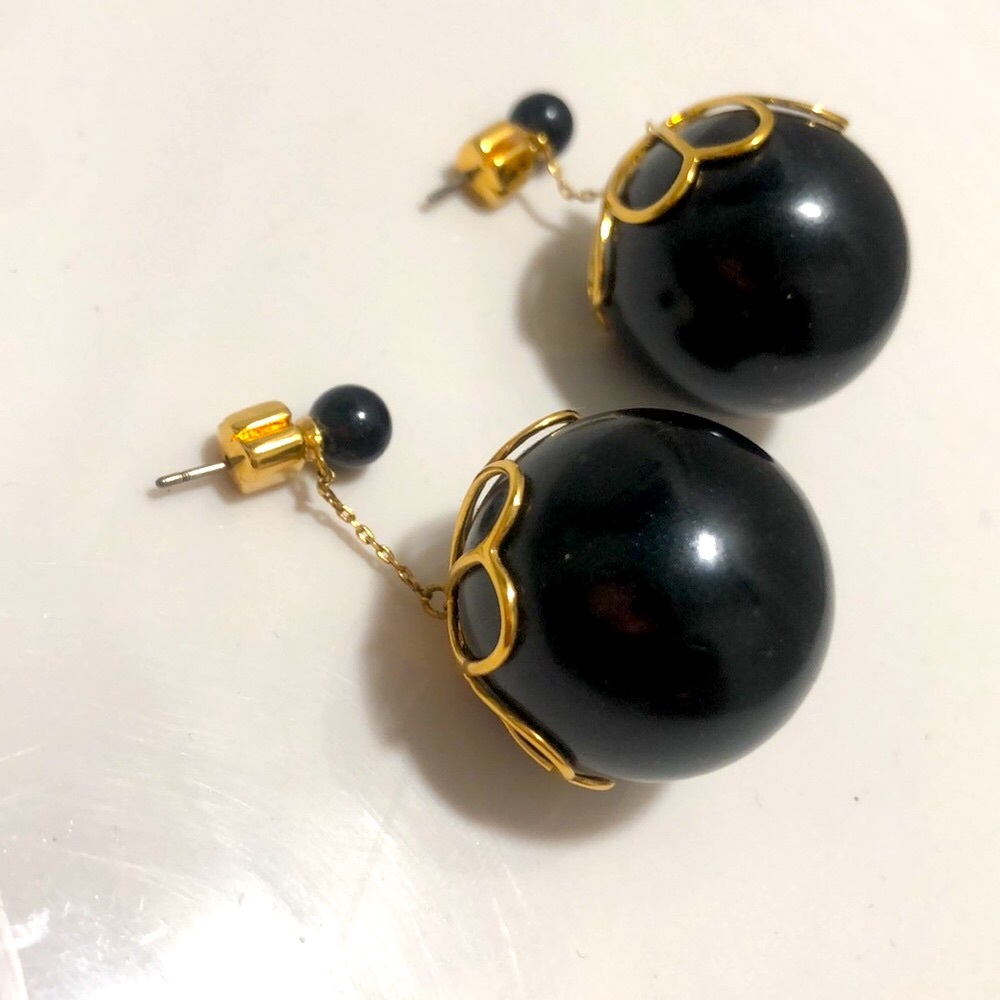 Black and Gold Pearlette Drop Earrings Kate Spade